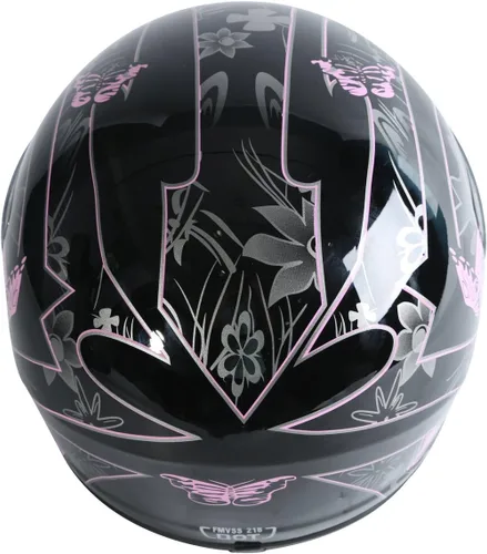 Vista 9 de TCT-MOTORPARTS - Casco de motocicleta con tapa abatible, de cara completa, certificado por el DOT, diseño de mariposa rosa y negro, casco deportivo