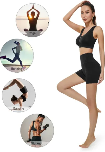 Vista 6 de KKB Pantalones cortos de cintura alta de 8 y 5 pulgadas para mujer, leggings de yoga, control de abdomen, pantalones cortos de entrenamiento