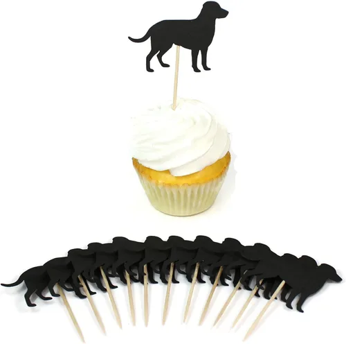 Vista 16 de Juego de 12 adornos para cupcakes de pastor alemán Decoración de pastel de perro negro hecho a mano Decoración de fiesta de cumpleaños