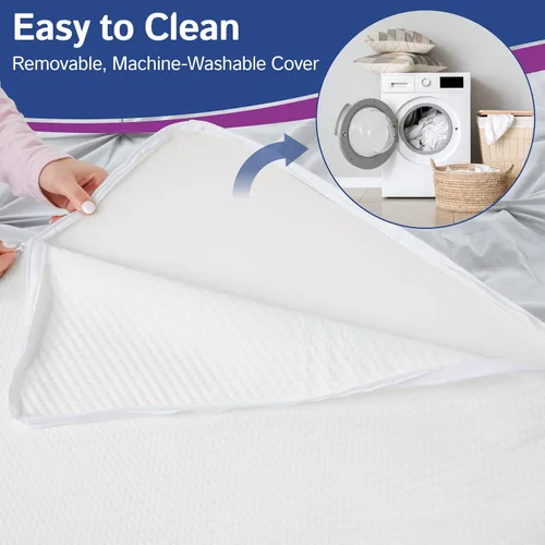Vista 6 de Almohada de cuña de cama con parte superior de espuma viscoelástica de 7.5 pulgadas, ideal para dormir cómodo y reparador, almohada de cuña