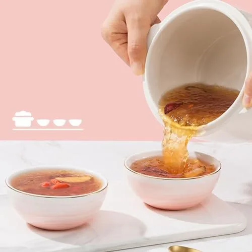 Vista 8 de ZJchao Olla eléctrica para estofado, 1 L, 200 W, eléctrica, inteligente, de cerámica, gachas de avena, mini olla de cocción lenta, antiquemaduras