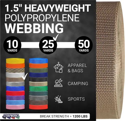 Vista 31 de Strapworks Heavyweight Polypropylene Webbing - Heavy Duty Poly Strapping for Outdoor DIY Gear Repair, 1.5 Inches