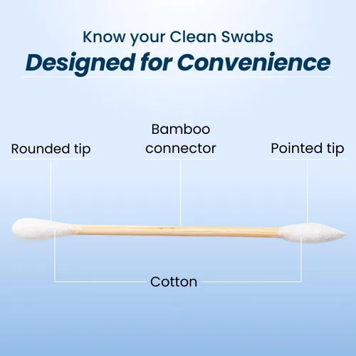 Vista 2 de Clean Skin Club Clean Swabs 500CT Punta puntiaguda Biodegradable + algodón orgánico y bambú Maquillaje y retoques de esmalte de uñas Sin