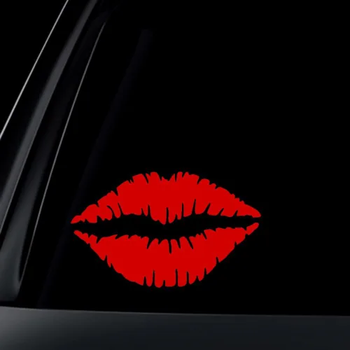 Vista 2 de Calcomanía para auto con labios rojos