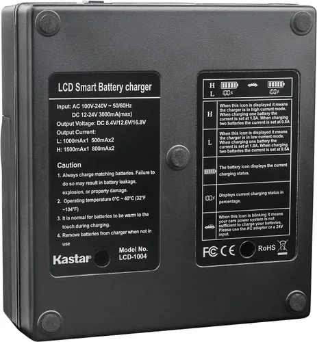 Vista 3 de Kastar LCD Dual Smart Fast Charger & Battery (1 paquete) para JVC SSL-JVC50 y JVC GY-HMQ10, GY-LS300, GY-HM200, GY-HM600, GY-HM600E, GY-HM600EC