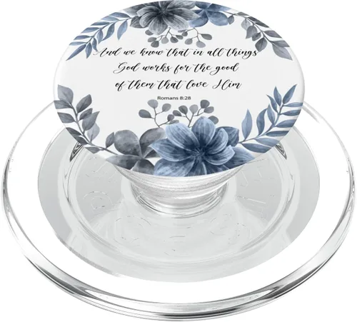 Vista 8 de Romans 8 28 Azul Cristiano Biblia Verso Cita para Mujeres PopSockets Swappable PopGrip