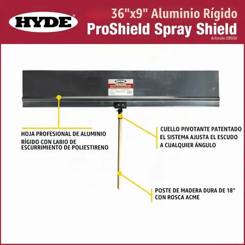 Vista 2 de Hyde Tools 28030 ProShield Aluminio rígido, 36 pulgadas por 9 pulgadas
