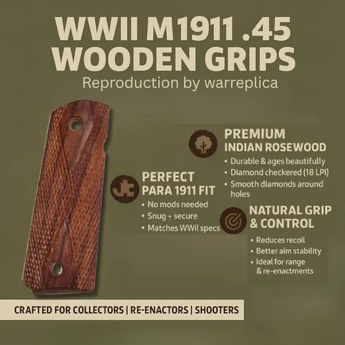 Vista 98 de WWII US M1911 / 1911 .45 Puños de madera - Reproducción