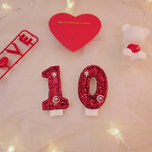 Vista 7 de Velas de cumpleaños, velas de números para pasteles de cumpleaños, velas de bengalas para pastel de cumpleaños, velas de cumpleaños rojas