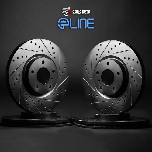 Vista 2 de R1 Concepts Kit de rotor de freno trasero delantero Rotores de freno, disco de freno Perforado y ranurado compatible con Mazda 6 2016-2019