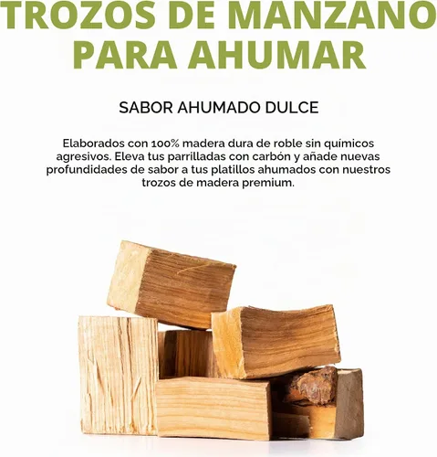 Vista 2 de Fire & Flavor Trozos de Madera de Manzana para Ahumar y Asar a la Parrilla - Totalmente Naturales, de Larga Duración con un Sabor Ligeramente Dulce