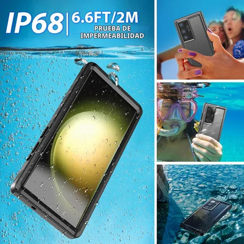 Vista 3 de SPORTLINK - Funda impermeable para Samsung Galaxy S23 Ultra IP68, color negro, 6.8