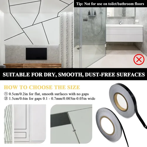 Vista 4 de Azulejos de suelo con líneas de lámina dorada, cinta de espejo metalizada, adhesivo autoadhesivo para azulejos, cinta decorativa impermeable