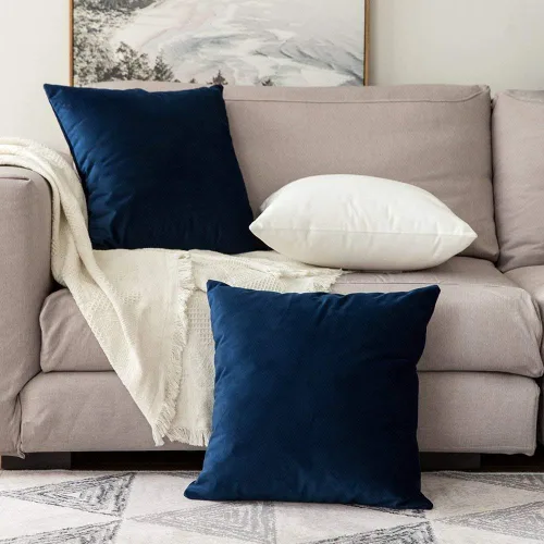 Vista 7 de MIULEE Juego de 2 fundas de almohada de terciopelo de mezcla para sofá, dormitorio, sala de estar, 24 x 24 pulgadas, 23.6 x 23.6 in, color azul
