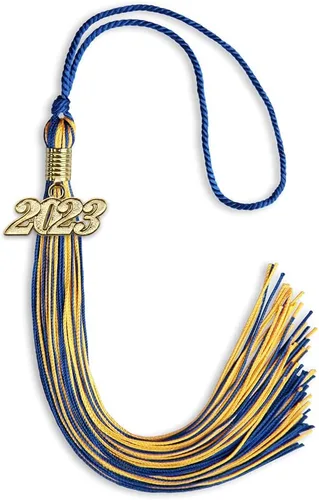 Vista 217 de Endea Graduation - Borla de doble color mixto con fecha dorada (negro/dorado antiguo, 2021)