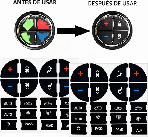 Vista 3 de 2 Paquetes Kit de Reparación de Botones del Tablero de CA Calcomanías Adhesivas - Compatible con Chevy, para Reparar Botones de Control de A/C 2 pzas