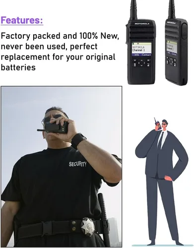 Vista 5 de 2 baterías recargables de iones de litio de 3.7 V 2500 mAh PMNN4578A BT110 para radios DTR600 DTR700 DTR720 compatible con parte no PMNN4578