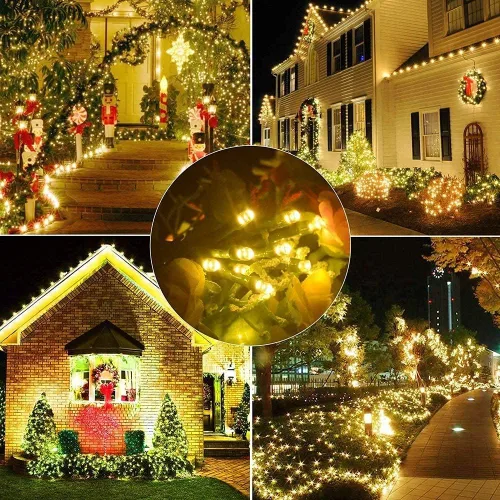 Vista 3 de Guirnalda de luces negras de hadas con función de memoria. Extensión de 33 pies con 100 luces LED enchufables, acogedoras decoraciones blancas