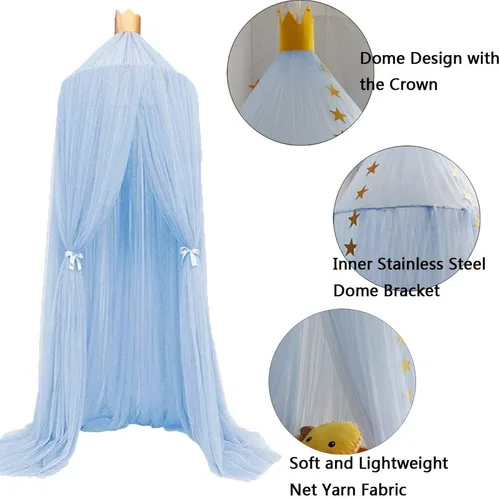 Vista 2 de ESUPPORT Toldo de cama de princesa, cúpula de encaje, mosquitera, tienda de campaña para colgar decoración del hogar, cortinas de red, rincón