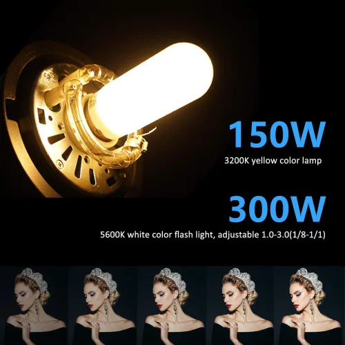 Vista 2 de Kit de Flash de Estudio Godox para Fotografía, Luz Estroboscópica de Estudio de 600W con Montura Bowens, Sistema 2.4G X, MS300 Lámparas Mono