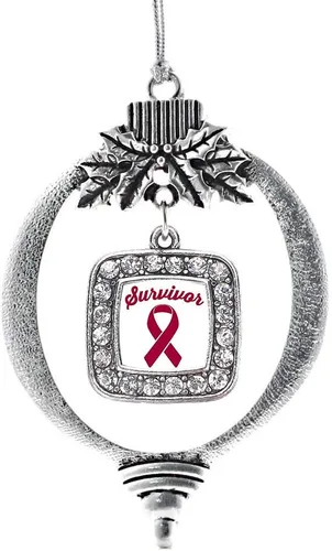 Vista 75 de Inspired Silver - Adorno con dije de reina de rodillo - Adornos navideños cuadrados de plata con joyas de circonita cúbica