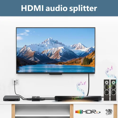 Vista 7 de Convertidor de extractor de audio HDMI ARC 4K60Hz y convertidor eARC compatible con HDMI a óptico SPDIF + conector AUX de 0.138 in adaptador