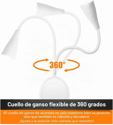 Vista 5 de SANKEDOU Luz de lectura LED para montaje en pared, luces de lectura de cabecera con control táctil, 5 regulables, salida USB, luz nocturna