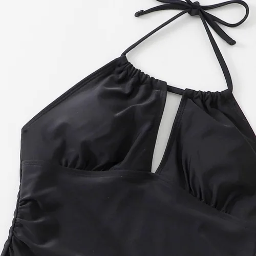 Vista 5 de Youeneom - Traje de baño para mujer con control de abdomen de 2 piezas (negro, XL)