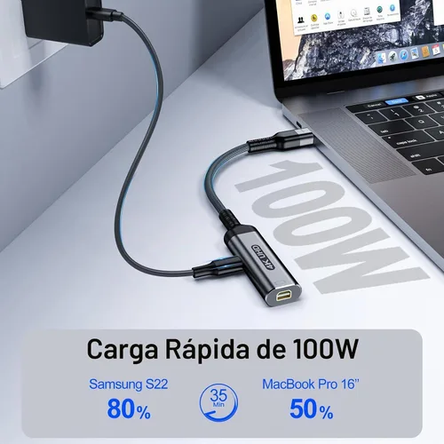 Vista 3 de USB C a Mini DisplayPort con adaptador de carga PD100W 4K @60Hz