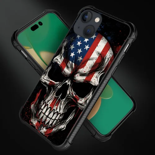 Vista 121 de Funda compatible con iPhone 8, a prueba de golpes, antiarañazos, bandera de ciervos de cola blanca de grano de madera estadounidense