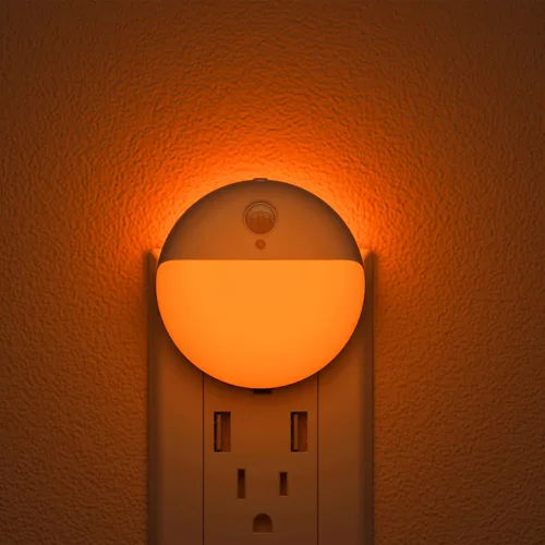 Vista 10 de YUNLEX Paquete de 2 luces nocturnas rojas enchufables con sensor de movimiento y sensor de atardecer a amanecer, 3 modos, brillo suave, 0% luz azul