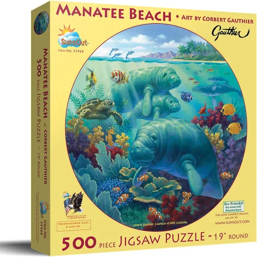 Vista 2 de SunsOut Manatee Beach - Rompecabezas de 500 piezas para adultos 55968