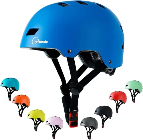 Vista 10 de Casco para bicicleta y patineta, ajustable y multideporte para patines y scooter, 3 tallas para adultos, jóvenes, niños y bebés