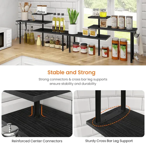 Vista 5 de Homode Estante organizador de encimera de baño, organizador de encimera de cocina, soporte de madera de 3 niveles para colocar sobre el fregadero