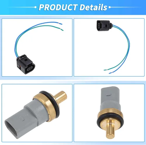 Vista 6 de No.06A919501 Sensor de temperatura del refrigerante de agua W/arnés de conector Pigtail para Audi A4 A6 RS4 RS6 para VW Passat Beetle para Porsche