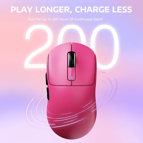 Vista 6 de ATTACK SHARK X3 Mouse inalámbrico para juegos, mouse ergonómico de computadora de 49g, sensor óptico PAW3395 de triple modo de 26K DPI, duración