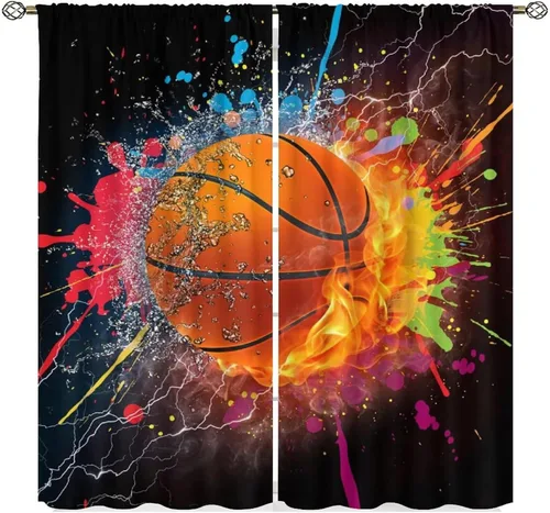 Vista 12 de Cortinas de fútbol, tratamientos de ventana con tema deportivo para niños, decoraciones de fútbol americano para niños, decoraciones de bola