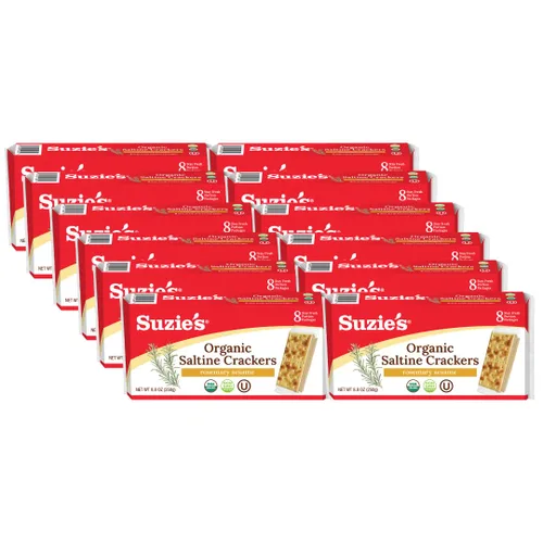 Vista 9 de Galletas Saladas Orgánicas Suzie's, Romero y Sésamo, Bocadillos Horneados Gourmet Saludables para Adultos y Niños - Paquete de 6, 8.8 oz Cada Una