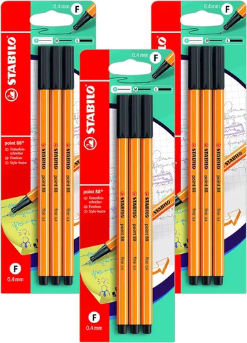 Vista 9 de STABILO Fineliner point 88 - Pack of 3 - Black