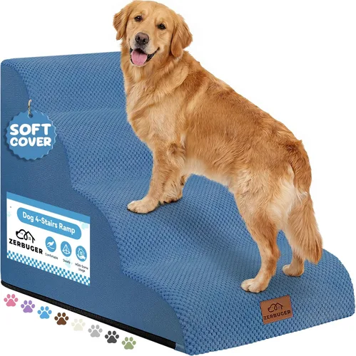 Vista 20 de Zerbuger Rampa para perros y escaleras para cama, beige de 3 escalones