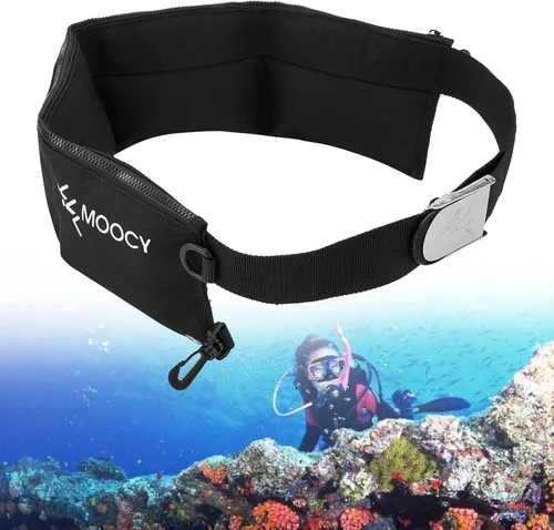 Vista 7 de Cinturón de peso de buceo con 4 bolsillos con cremallera y hebilla de liberación, ajuste para cintura de 30 a 50 pulgadas
