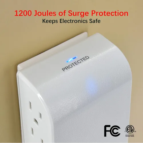Vista 7 de Protector de sobretensiones de 3 salidas laterales de 1200 julios con 3 puertos USB-A y cargadores USB-C de 1 puerto, CP30009