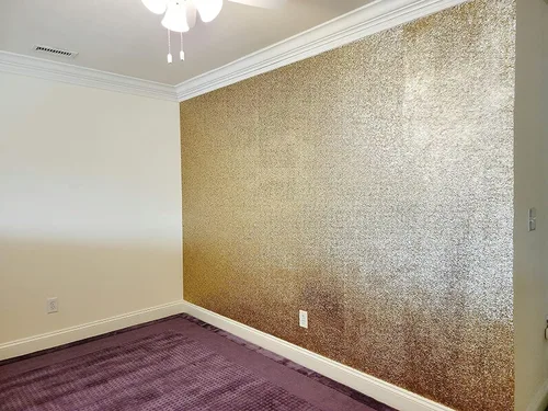 Vista 5 de Papel tapiz autoadhesivo con purpurina gruesa dorado champán brillante, papel tapiz con purpurina brillante para pared