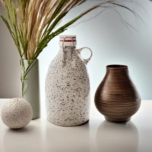 Vista 3 de Jarra de cerámica de Kombucha o cerveza para embotellar cerveza casera, refrescos o como jarrón decorativo, 84 onzas