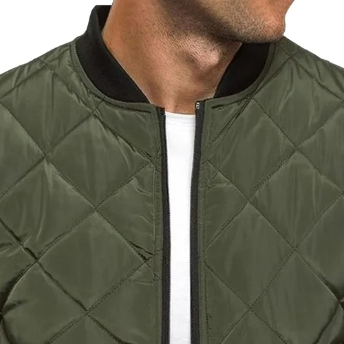 Vista 3 de Chaqueta bomber de invierno para hombre, abrigo grueso y cálido de algodón acolchado de béisbol