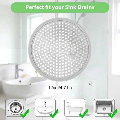 Vista 2 de Flat Shower Drain Hair Catcher 4.71" Round Hair Strainer for Shower Drain