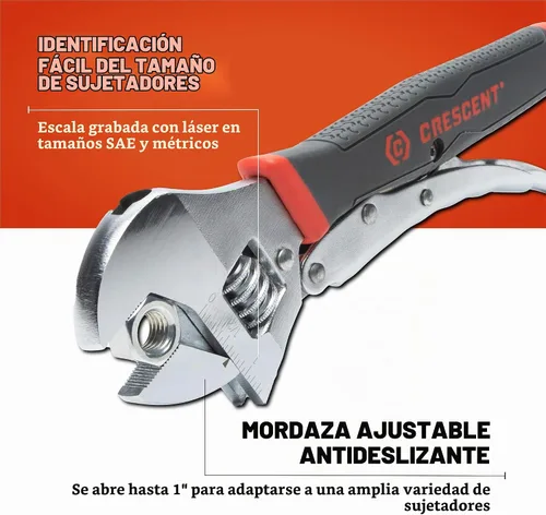 Vista 3 de Crescent Llave Ajustable de Bloqueo de Doble Material de 10" - ACL10VS