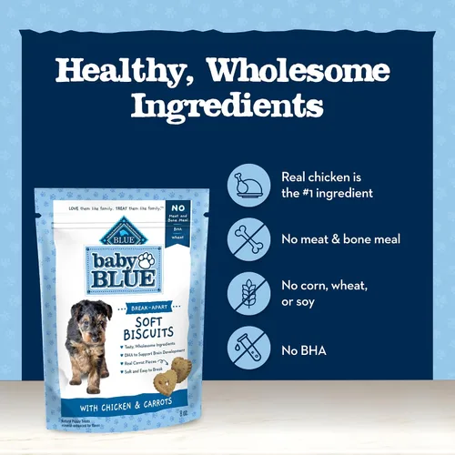 Vista 7 de Blue Buffalo Baby Blue Galletas Blandas con DHA, Golosinas Naturales para Cachorros, Ideales para Entrenamiento, con Pollo y Zanahorias, Bolsa de 8