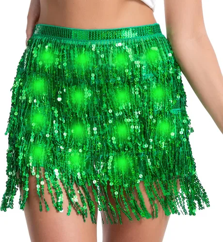 Vista 2 de HSCTEK Light Up - Falda tipo bufanda con flecos y lentejuelas para mujer