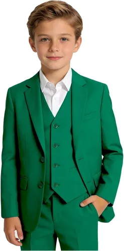 Vista 13 de Trajes para niños, traje de portador de anillos, chaleco formal y pantalones para niño, conjunto de trajes de boda Azul bebé